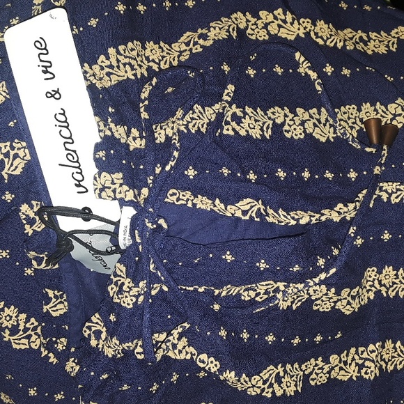 Valencia & Vine Emilie Sun Dress Gold Purple Large 3/4 Sleeves Ruffles Mini - Picture 10 of 10